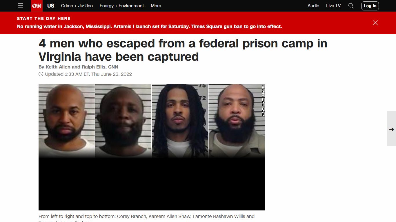 Virginia prison escape: 4 escaped inmates captured - CNN